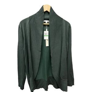 Women's Pointelle Cardigan Open Front Size Large Olive Forest New with Tag